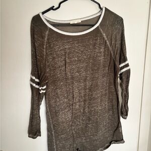 Copper Key Olive Long Sleeve Top with White Trim